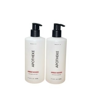 Bundle of 2 NEW Apotheke Amber Woods Plant-Based Liquid Hand Soap 10 Fl‎ Oz